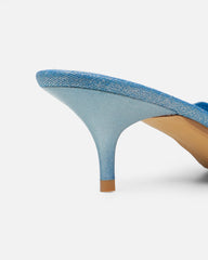 Skyes Metallic Denim Eyelet Detail Low Heel Court Shoes