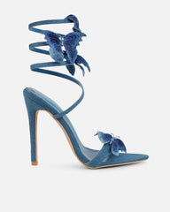 Chenoa Blue Denim Butterfly Spiral Sandals