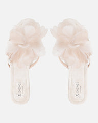 Shole Beige Wash Flat Sandals