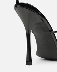 Neeli Black Patent Triple Strap Heeled Sandals