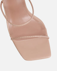 Neeli Nude Triple Strap Heeled Sandals