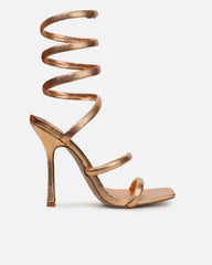 Corrina Bronze Metallic Spiral Heeled Sandals