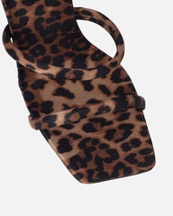 Corrina Leopard Satin Spiral Heeled Sandals