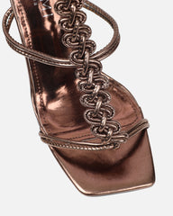 Cemile Bronze Metallic Braided Heeled Sandals