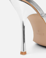 Cemile Silver Metallic Braided Heeled Sandals