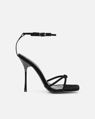 Malinda Black Velvet Heeled Sandals