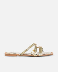 Amethyst Gold Faux Snake Effect Flat Sandals