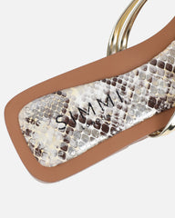 Amethyst Gold Faux Snake Effect Flat Sandals
