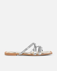Amethyst Silver Faux Snake Effect Flat Sandals
