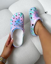 Cruz Pink And Green Tie Dye Moulded Flat Clogs