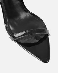 Dafni Black Patent Padlock Detail Heeled Sandals