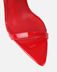 Dafni Red Patent Padlock Detail Heeled Sandals