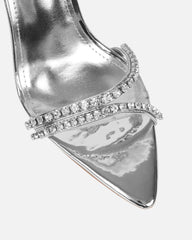 Brielle Silver Diamante Heeled Sandals