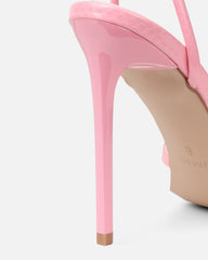 Delores Pink Snake Effect Flower Heeled Sandals