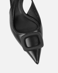 Odell Black Sling Back Mid Heel Courts