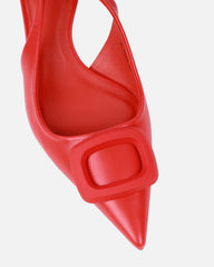 Odell Red Sling Back Mid Heel Courts