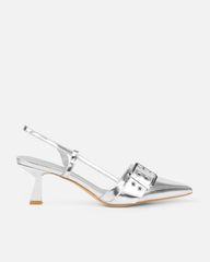 Dala Silver Metallic Low Court Shoes