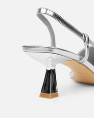 Dala Silver Metallic Low Court Shoes