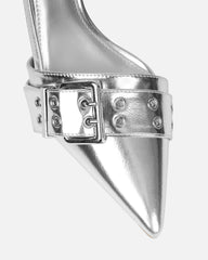 Dala Silver Metallic Low Court Shoes