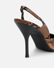 Darcia beige snake effect sling back court shoes
