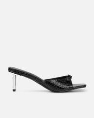 Dotty Black Croc Effect Low Heeled Mules