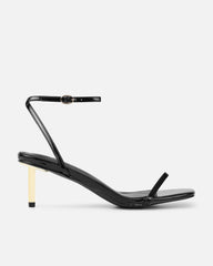 Devon Black Patent Low Heeled Sandals