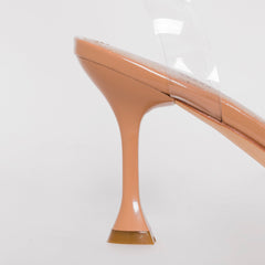 Truo Wide Fit Nude Clear Lace up Stiletto Heels