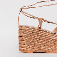 Terisa Rose Gold Mirror Espadrille Flatforms