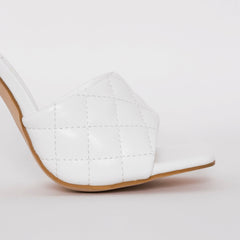 Marian White Quilted Mule Heels