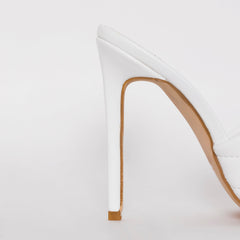 Marian White Quilted Mule Heels