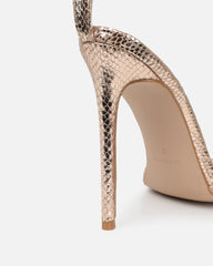 Shakirah Rose Gold Snake Diamante Heeled sandals