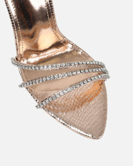 Shakirah Rose Gold Snake Diamante Heeled sandals