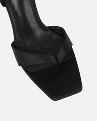 Ebba black satin heeled sandals