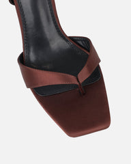 Ebba chocolate brown satin heeled sandals