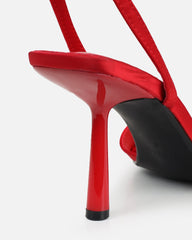 Ebba red satin heeled sandals