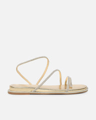 Ede Gold Metallic Diamante Toe Loop Sandals