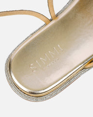 Ede Gold Metallic Diamante Toe Loop Sandals