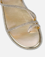 Ede Gold Metallic Diamante Toe Loop Sandals