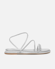 Ede Silver Metallic Diamante Toe Loop Sandals