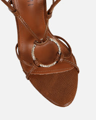 Elous Tan Snake Gold Detail Heeled Sandals
