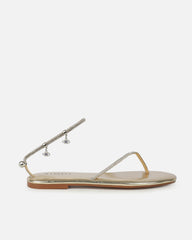 Dakoa Gold Metallic Evil Eye Charm Flat Sandals