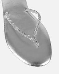 Dakoa Silver Metallic Evil Eye Charm Flat Sandals