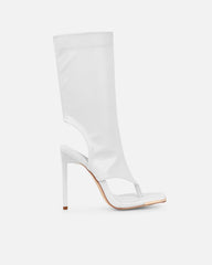Senya White Toe Thong Heeled Boots