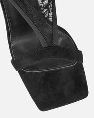 Venya Black Lace Toe Thong Heeled Sandals