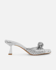Erina Silver Metallic Knot Detail Mules