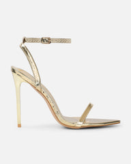 Estafaniaa Gold Snake Stiletto Sandals