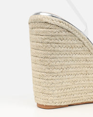 Caprice Clear Silver Mirror Diamante Wedge Sandals