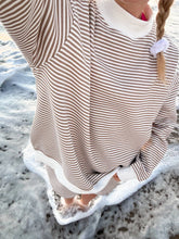 Brown mocha striped Mockneck