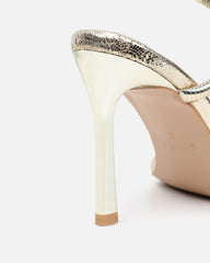 Fenya Gold Lizard Effect Spiral Heeled Sandals