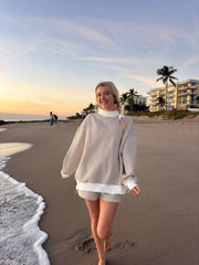 Brown mocha striped Mockneck